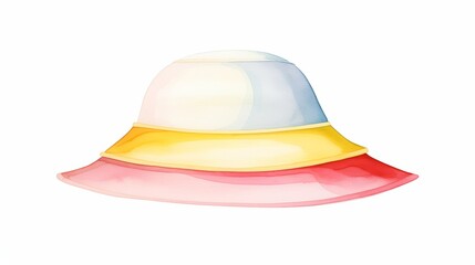 Fototapeta premium Vibrant and playful watercolor representation of a large hat with a zipper, rendered with lively colors and set against a white background, water color, drawing style, isolated clear background
