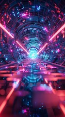 Vivid neon tunnel in pink and blue hues