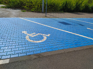 The disabled sign, detail of a signal in a parking support