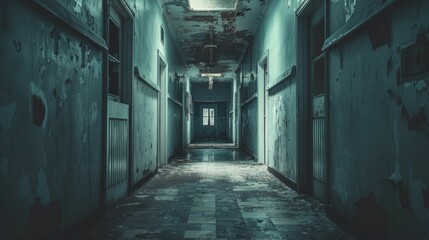 A haunting image captures the eerie stillness of a desolate hospital corridor, setting the stage for a psychological horror narrative.