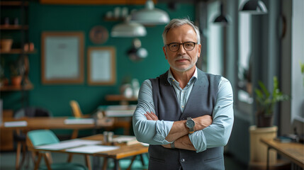 Fototapeta premium Confident Businessman in Suit With Arms Crossed