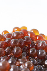 Close up of caramel balls for making bubble tea