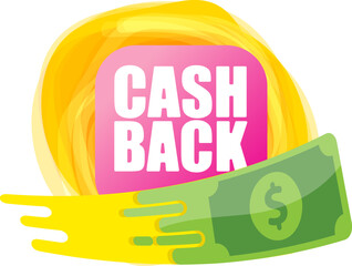 vector cash back icon with dollar isolated on white transparent background. cashback and money bonus refund label or logo
