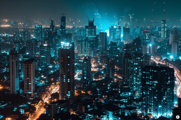 Beautiful Mumbai's skyline illuminated by spectacular fireworks. Ai generated