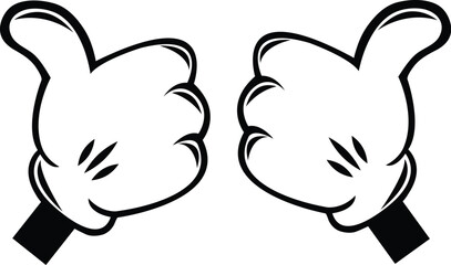 Cartoon character Hand gesture - Thumb up sign-Like thumb up action	