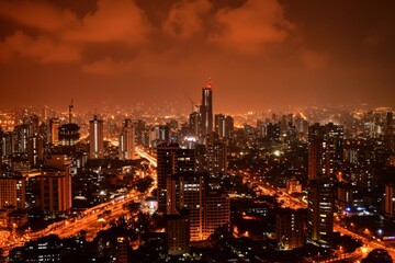 Obraz premium Beautiful Mumbai's skyline illuminated by spectacular fireworks. Ai generated