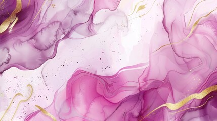 A purple and gold background with a pink swirl