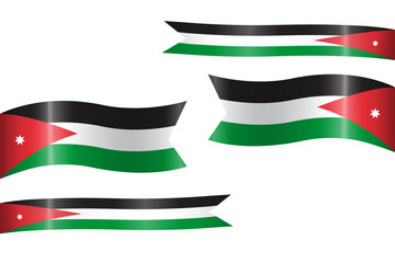set of flag ribbon with colors of Jordan for independence day celebration decoration
