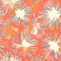 Abstract Explosive Pattern on Warm Coral Background