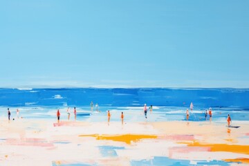 Obraz premium Simple beach with blue sky painting outdoors horizon