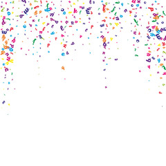 Flying latin letters. Colorful childish scattered
