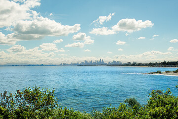 Port phillip bay with melbourne in the background