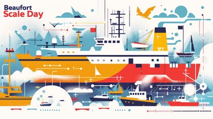 Naklejka premium illustration with text to commemorate Beaufort Scale Day