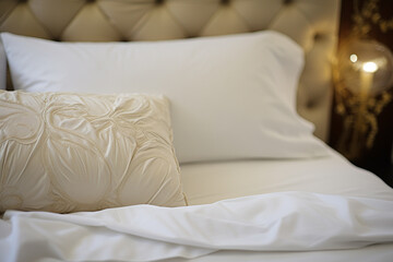 bed and pillows