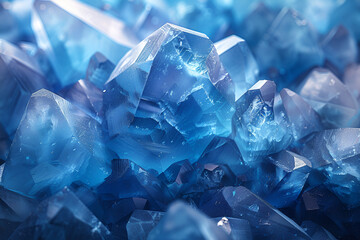 Triangle abstract crystals of shapes in vivid,
Dynamic blue gemstone background
