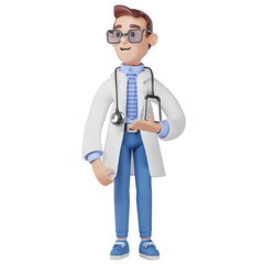 Doctor is pointing with the hand. 3d Illustration