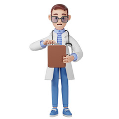 Doctor holds the clipboard. 3d Illustration