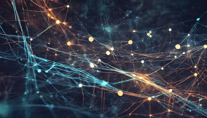 abstract digital connection moving dots and lines