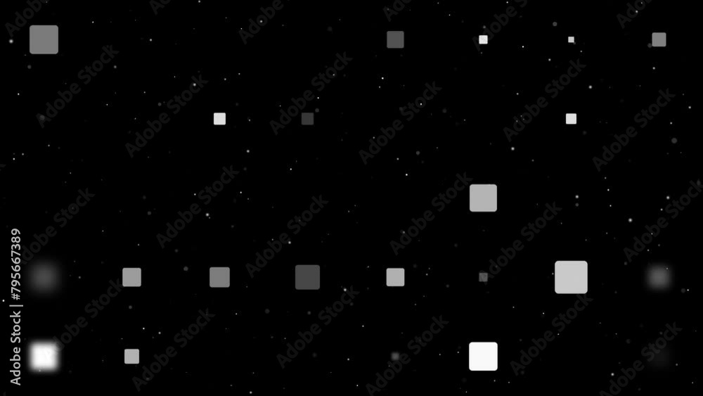 Poster template animation of evenly spaced rounded square symbols of different sizes and opacity. animation