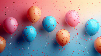Colorful birthday background with balloons