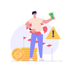 People save money in emergency fund, safety cushion. Concept of emergency fund, finance insurance, money reserve and compensation. Vector illustration in flat design for web banner