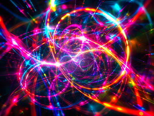Abstract fractals with colorful lights.