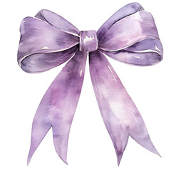 Elegant Watercolor Bow Design, An elegant purple bow illustration with a smooth watercolor finish on a white background. Vintage and Modern Ribbon Bows
