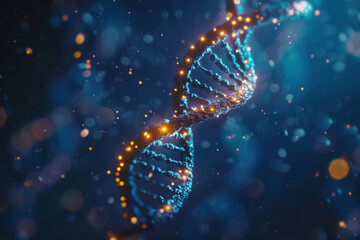 Neon Lit DNA Helix in Close-up Scientific Discovery