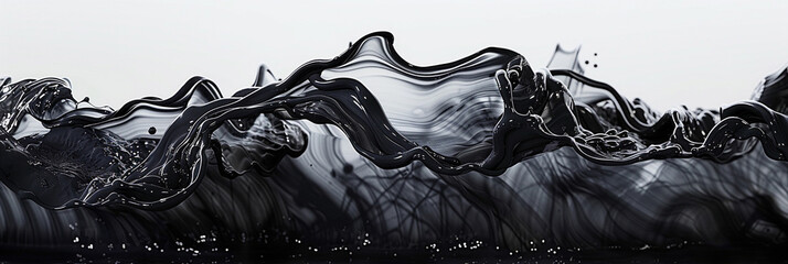 A wave of deep onyx black paint washes over the canvas, its clarity creating a sense of mystery