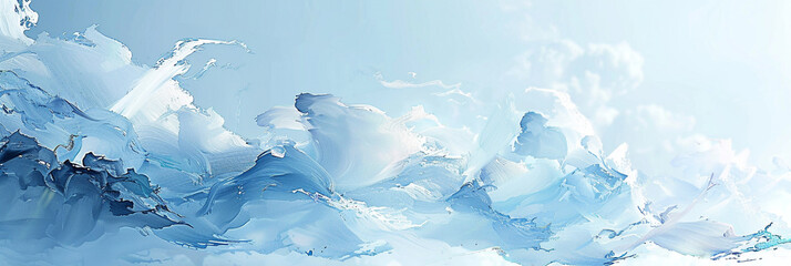 A wave of soft sky blue paint flows with transparency, each brushstroke capturing the serenity of the sky
