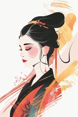 China-Chic Style Han Suit Women's Illustration Background