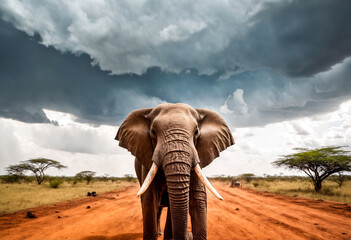 Elephant in african savannah.