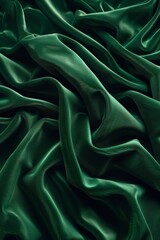 Elegant deep green satin fabric with a lustrous sheen