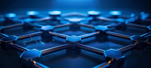 Futuristic Blue Hexagonal Network Illustration
