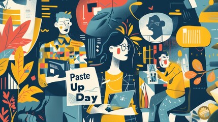 illustration with text to commemorate Paste Up Day