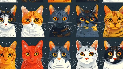 Obraz premium Seamless Kitty Cat Pattern.