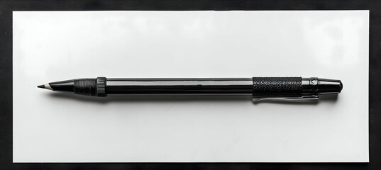 A minimalist sketch of a simple mechanical pencil on a blank sheet of paper