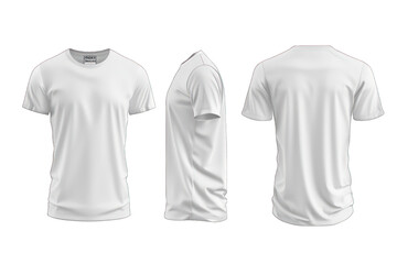 White t-shirt for men front back template realistic 3D