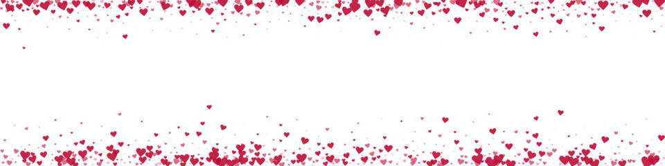 Red hearts scattered on white background.