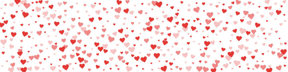 Red hearts scattered on white background.