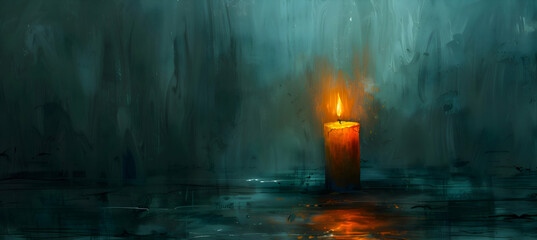 A minimalist sketch of a single candle flame against a dark room