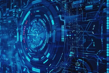 modern conceptual blue digital communication hi tech, mechanical technology animation