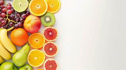 Juicy citrus fruits on a plain background. A tasty and refreshing diet selection.
