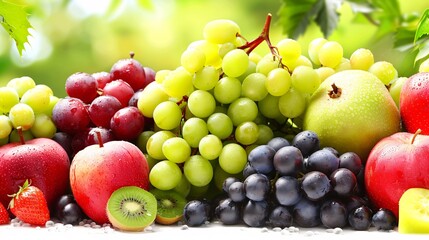 Fruit on a plain background. A tasty and nutritious diet option.