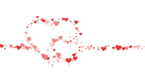 Red hearts scattered on white background.