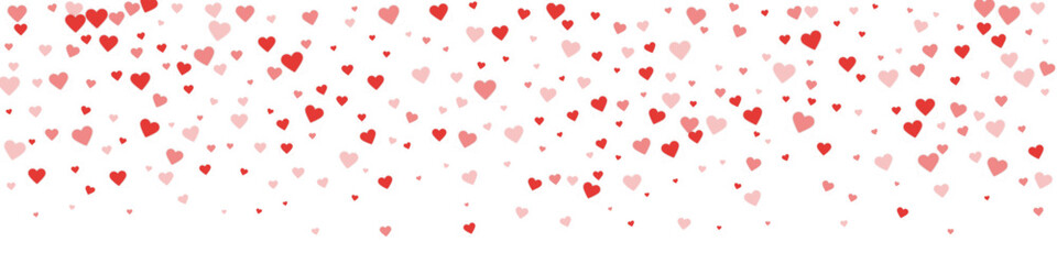 Red hearts scattered on white background.