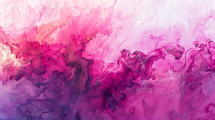 Abstract painting of pink and purple colors on a white background