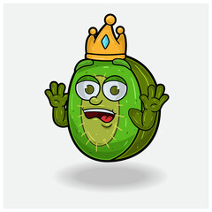 Kiwi Fruit Mascot Character Cartoon With Shocked expression.