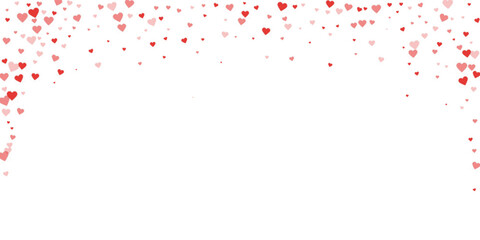 Red hearts scattered on white background.