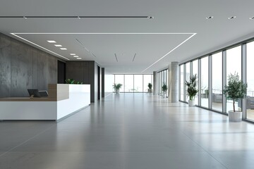stylish interior of contemporary empty office space. Public office lobby.